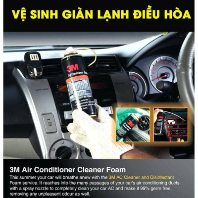 Dung dịch vệ sinh dàn lạnh ô tô dành cho xe hơi Air Conditioner Cleaner Foam 250ml 3M