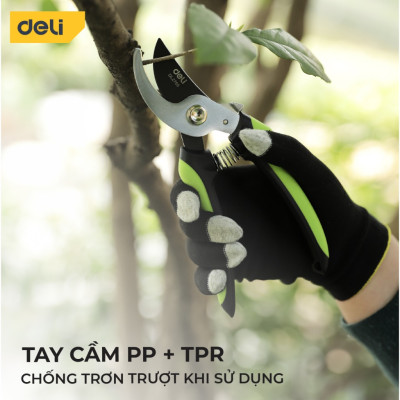 Kéo Cắt Tỉa Cành Cây Deli Chính Hãng 210mm - Lưỡi Thép Sắc Bén, Siêu Bền, Tay Cầm Đệm Cao Su An Toàn, Chắc Chắn - DL2789