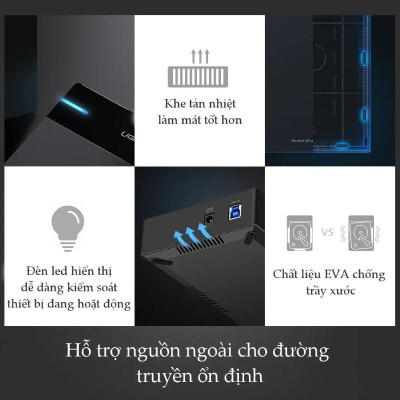 Ugreen UG50422US222TK Hộp đựng ổ cứng 3.5 chuẩn SATA hỗ trợ 10TB có cấp nguồn - HÀNG CHÍNH HÃNG