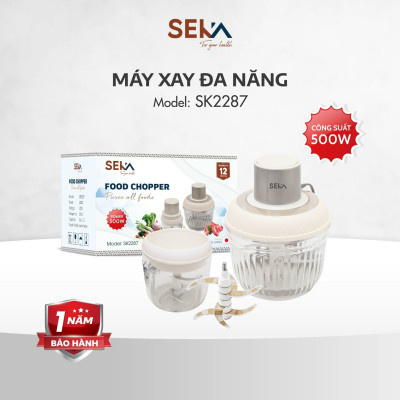 Máy xay thịt đa năng SEKA SK2287, 2 cối thủy tinh, thiết kế 4 - 6 lưỡi dao sắc bén, Công suất mạnh 500W hàng nhập khẩu