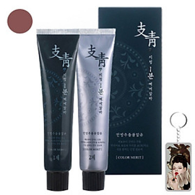 Nhuộm phủ bạc nhanh 1 phút Jichung 1 Minute Hair Color 120g (đen nâu) + Móc khóa