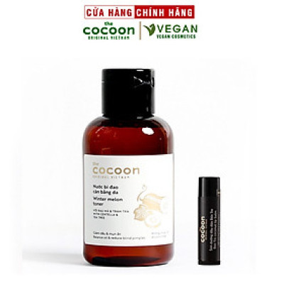 Combo Toner Nước bí đao cân bằng da Cocoon 140ml + Son dưỡng dầu dừa Bến Tre cocoon 5g