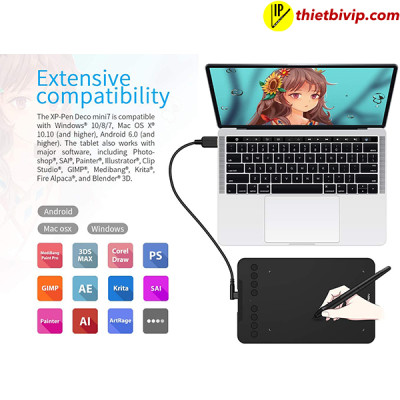 Bảng Vẽ Điện Tử XP-PEN Deco Mini7W Android Wireless Hỗ Trợ Cảm Ứng Nghiêng - Hàng Chính Hãng