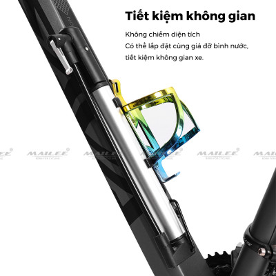 Bơm Xe Đạp Mini Dạng Đứng Áp Suất Cao 120psi B-2729 Thân nhôm gắn sườn xe tương thích Van Xe Phổ Thông và Van Nhọn (có kèm pad gắn) - Mai Lee