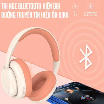 Tai Nghe Bluetooth Chụp Tai , Headphone Không Dây Bluetooth Có Mic Đàm Thoại Tiện Lợi, Pin Cực Khỏe Bluetooth 5.1 Cao Cấp - Hàng Chính Hãng Besti