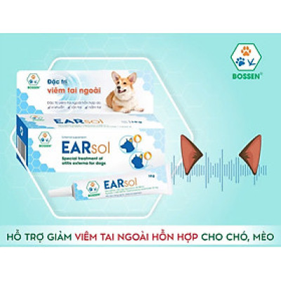 BOSSEN - EARSOL Hỗ trợ giảm Viêm Tai Ngoài hỗn hợp cho Chó Mèo - Tuýp 10g