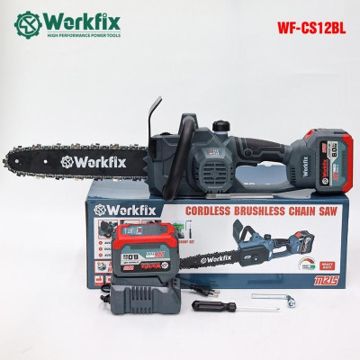 Máy cưa xích pin Workfix WF-CS12BL, Động cơ Không chổi than, Chiều dài lam 28cm - Pin Khủng 15 cell