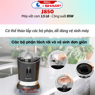 Máy Vắt Cam Cao Cấp Sharp EJ-J850-BK - Công Suất 85w - Hàng Chính Hãng - Bảo Hành 12 Tháng