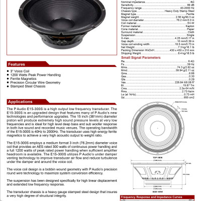 LOA RỜI PAUDIO 4 TẤC E15-300S P.Audio (1 cặp) – Hàng Chính Hãng