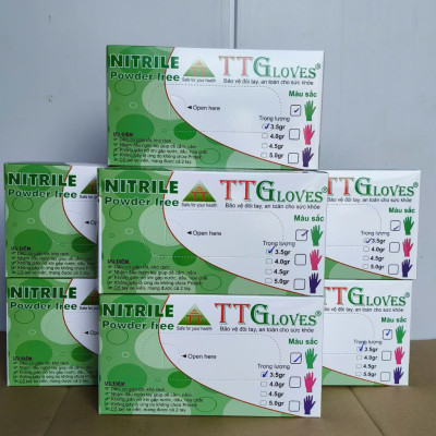 Găng Tay Y Tế Size L Màu Xanh Lá (100 Chiếc)_Không Bột Nitrile TTGLOVES