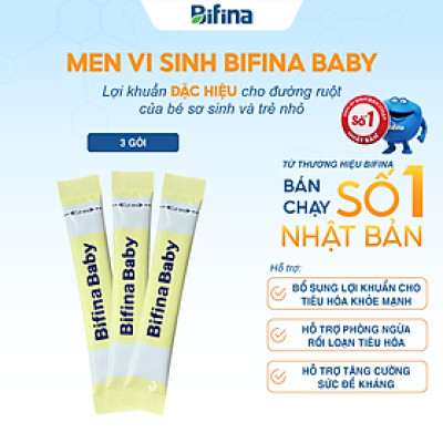 Men vi sinh cho bé Bifina Baby - Hỗ trợ giảm táo bón, cải thiện tiêu hoá cho bé - Lẻ 3 gói (không có hộp)