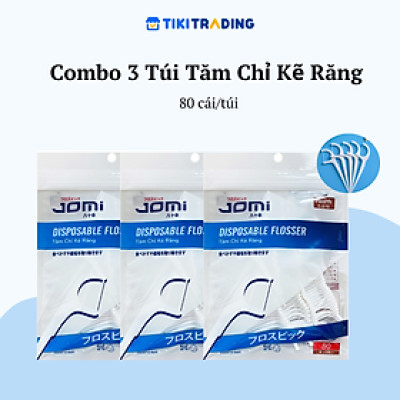 Combo 3 Túi Tăm Chỉ Kẽ Răng Chất Lượng Nhật Bản Jomi Disposable Flosser (80 chiếc/túi)