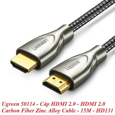 Ugreen UG50114HD131TK 15M màu Đen Cáp tín hiệu HDMI chuẩn 2.0 dây bọc lưới đầu hợp kim cao cấp - HÀNG CHÍNH HÃNG