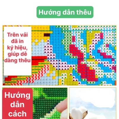 Tranh thêu kín Phong cảnh làng quê vs8232 kích thước 120 x 60 cm