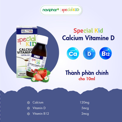 TPBVSK Special Kid Calcium Vitamin D - Bổ sung Canxi và Vitamin D giúp xương, răng chắc khỏe - Giúp con cao lớn hơn (125ml) [Siro – Nhập khẩu Pháp]