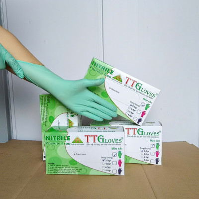 Găng Tay Y Tế Size L Màu Xanh Lá (100 Chiếc)_Không Bột Nitrile TTGLOVES