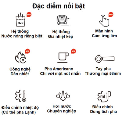Máy pha cà phê Cappuccino, Ristretto, Espresso, Latte chuyên nghiệp thương hiệu Mỹ cao cấp HiBREW H13 - Hàng nhập khẩu