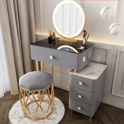 Bàn trang điểm HB Tundo bọc da mặt kính gương led cảm ứng