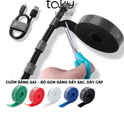 Cuộn Băng Gai Dán 2 Mặt, Dây Băng Buộc Gọn Gàng Dây Đa Năng, Cáp Sạc Nhiều Màu Lựa Chọn, Dây Điện Tiện Dụng Trong Gia Đình. TakyHome 5677 Hàng Nhập Khẩu
