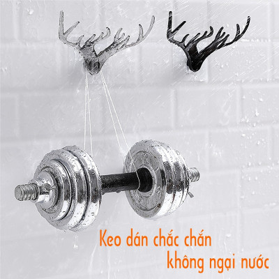 Móc dán tường treo đồ đa năng treo quần áo mũ chìa khóa decor trang trí nhà cửa hình đầu nai sừng hươu (GIAO MÀU NGẪU NHIÊN)