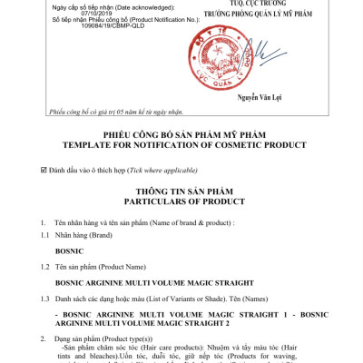 Thuốc Duỗi Tóc Đa Năng ARGININ BOSNIC 500ML