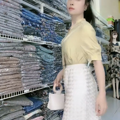 Set áo váy công sở cao cấp Myqlothing họa tiết hoa tao nhã.