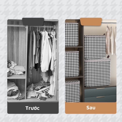 Túi Vải Caro Trắng Đen Đựng Quần Áo – Chống Bụi, Có Quai, Siêu Bền, Dễ Vệ Sinh
