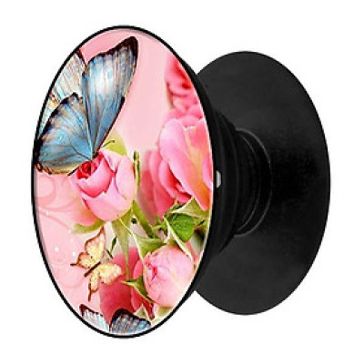 Popsocket in hình dành cho điện thoại mẫu Bướm Xanh Và Hoa Hồng