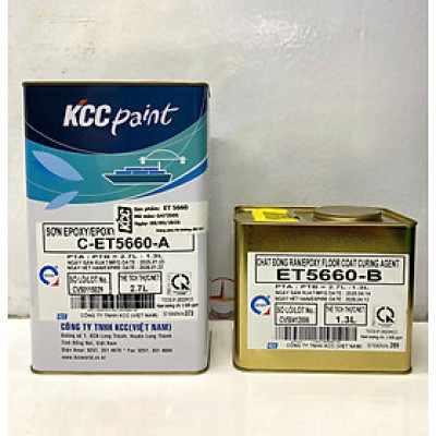 Sơn sàn bê tông epoxy KCC ET5660 Base C màu xanh G473505 _ 4L/Bộ