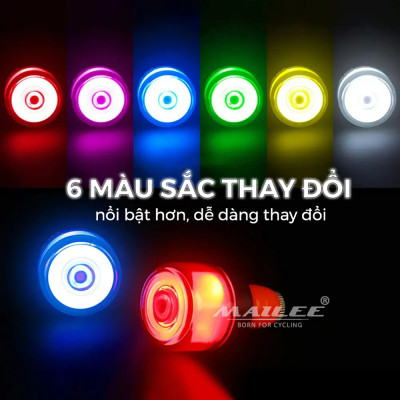 Đèn LED Gắn Lỗ Ống Tay Lái Xe Đạp BT-0601 cho đường kính lỗ 15-23mm Sạc Type-C 6 Màu Mai Lee An Toàn Ban Đêm - Mai Lee