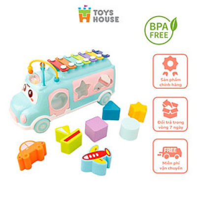 Đồ chơi giáo dục cho bé - ô tô thả khối kết hợp đàn gõ Xylophone ToysHouse HE8036 - màu xanh/hồng