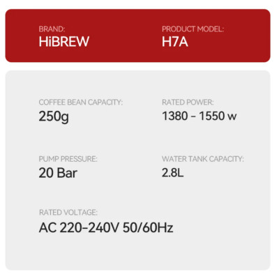 Máy pha cà phê Espresso chuyên nghiệp 3 trong 1 thương hiệu Mỹ cao cấp HiBREW H7A - Hàng Nhập Khẩu
