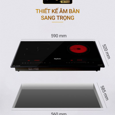 Miễn phí giao lắp toàn quốc - Bếp Âm Đôi Từ Hồng Ngoại Premium Nagakawa NAG1252M - Bảo hành 5 năm - Made in Malaysia - Hàng Chính Hãng