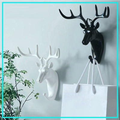 Móc dán tường treo đồ đa năng treo quần áo mũ chìa khóa decor trang trí nhà cửa hình đầu nai sừng hươu (GIAO MÀU NGẪU NHIÊN)