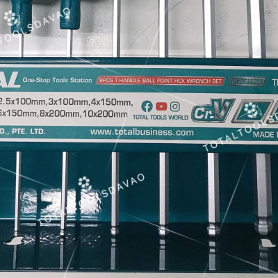 BỘ 8 CHÌA VẶN LỤC GIÁC TRÒN TAY CẦM T TOTAL THHW80826 - HÀNG CHÍNH HÃNG