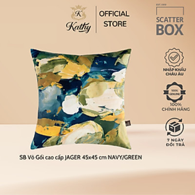 SCATTER BOX Vỏ Gối Cao Cấp nhập khẩu Ireland Anh Quốc JAGER màu NAVY/GREEN kích thước 45x45 cm phong cách hiện đại
