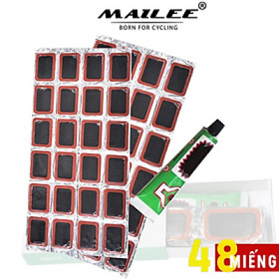 48 Miếng Vá Săm Xe Đạp RS-480 33x25mm (miếng dán vuông) kèm lọ keo vá - Mai Lee