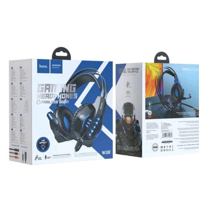 Tai nghe chụp đầu GAMING HOCO W102 - jack 3.5 Có Micro, Dây Chống Đứt, Dùng Được Cho Máy Tính Và Điện Thoại Đẹp Hay Bền - Hàng Chính Hãng