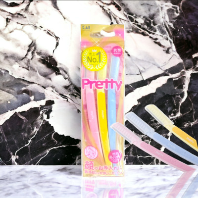 Dao Cạo Lông Mày Cán Dài Kai Pretty 01628-GA0053 (Set 3 cây)