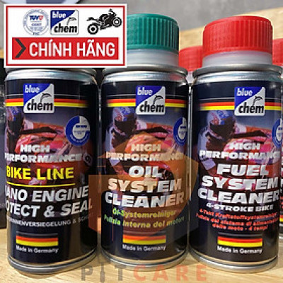 Bộ 3 phụ gia thay định kì bao gồm nhớt 33017, xăng 33027, nano 33047 cao cấp cho xe máy Bluechem - 33017_33027_33047