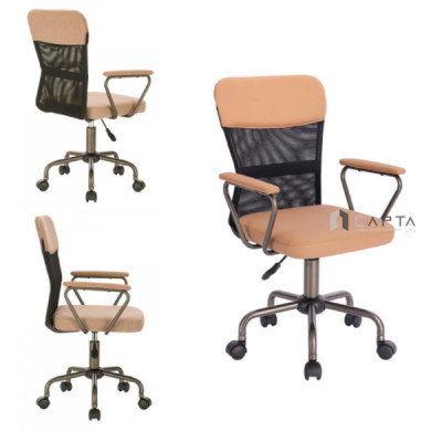 Ghế học sinh cấp 2 cấp 3 CE1033-P Lưng trung lưới đen, nệm PVC màu xám nâng hạ độ cao gật gù tay ghế và chân thép sơn tĩnh điện hcm