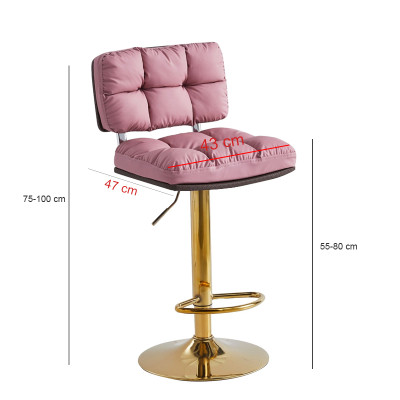 Ghế quầy bar nệm PU màu kem CB2296B-P Nội thất Capta Ghế đảo bếp nệm giả da PU màu kem chân tăng giảm thép mạ màu vàng