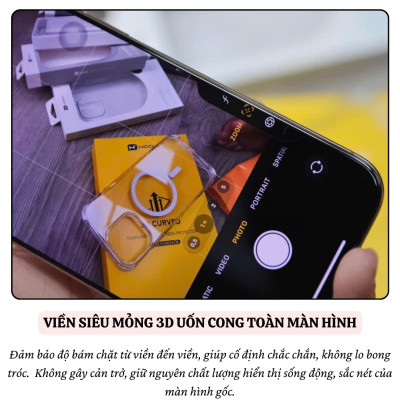 Kính cường lực viền siêu mỏng hiệu Hoda Curved 3D cho iPhone 16 Pro Max iP 15 Pro Max 16 Plus 15 Plus -Không lẹm viền, Phủ Nano, vát cạnh 3D, độ cứng 9H - Hàng nhập khẩu