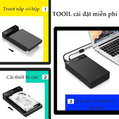 Ugreen UG50422US222TK Hộp đựng ổ cứng 3.5 chuẩn SATA hỗ trợ 10TB có cấp nguồn - HÀNG CHÍNH HÃNG