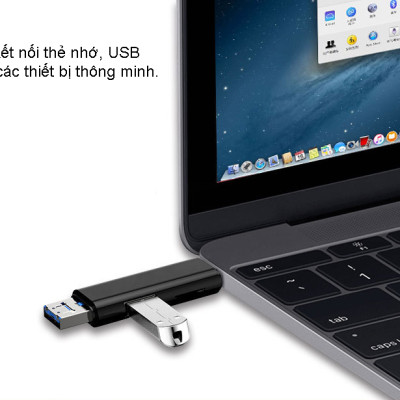 Đầu cắm OTG xịn giúp điện thoại Android đọc thẻ nhớ TF, USB, Type C  - Hàng chính hãng / Hàng nhập khẩu