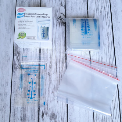 Hộp 60 túi trữ sữa Unimom compact 210ml + tặng 5 túi zipper 18cm x 23cm