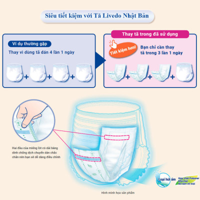 [Tách lẻ dùng thử] Tã bỉm quần người lớn LiveDo - Nhật Bản size L (01 miếng)
