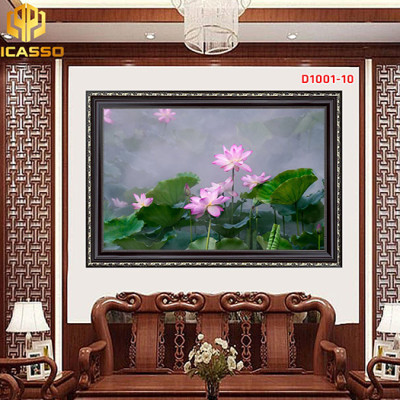 Tranh kính cường lực  Hoa Sen sang trọng D1001