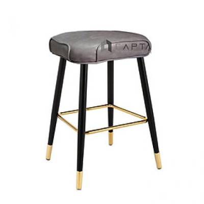 Ghế quầy bar 75cm CB LOUIS 2C-P Nội thất Capta.vn Ghế đảo bếp 750 nệm bọc PVC không tựa chân sắt sơn tĩnh điện màu đen có ống đồng vàng Gold
