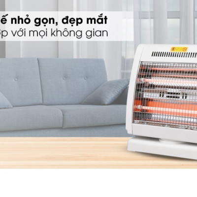 Đèn Sưởi Điện 2 Bóng Halogen 800W Xoay 90 Độ - Hàng Chính Hãng